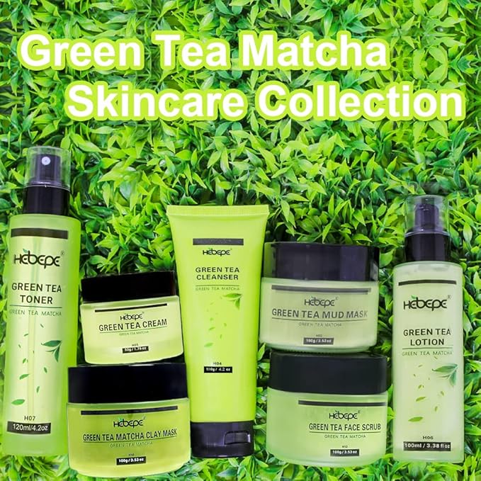 Green Tea Matcha Facial Detox Clay Mask with Mineral Oil, Wash Off Until Dry, Deep Cleaning, Hydrating, Detoxing, Healing, and Relaxing, Pore, and Blackhead Mask-BrightBean Baby