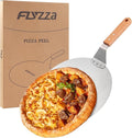 12 Inch Stainless Pizza Peel, Pizza Spatula with Ergonomic Long Wood Handle for Pizza Oven Baking, Turing Peel for Pizza, Dough, Bread Pastry