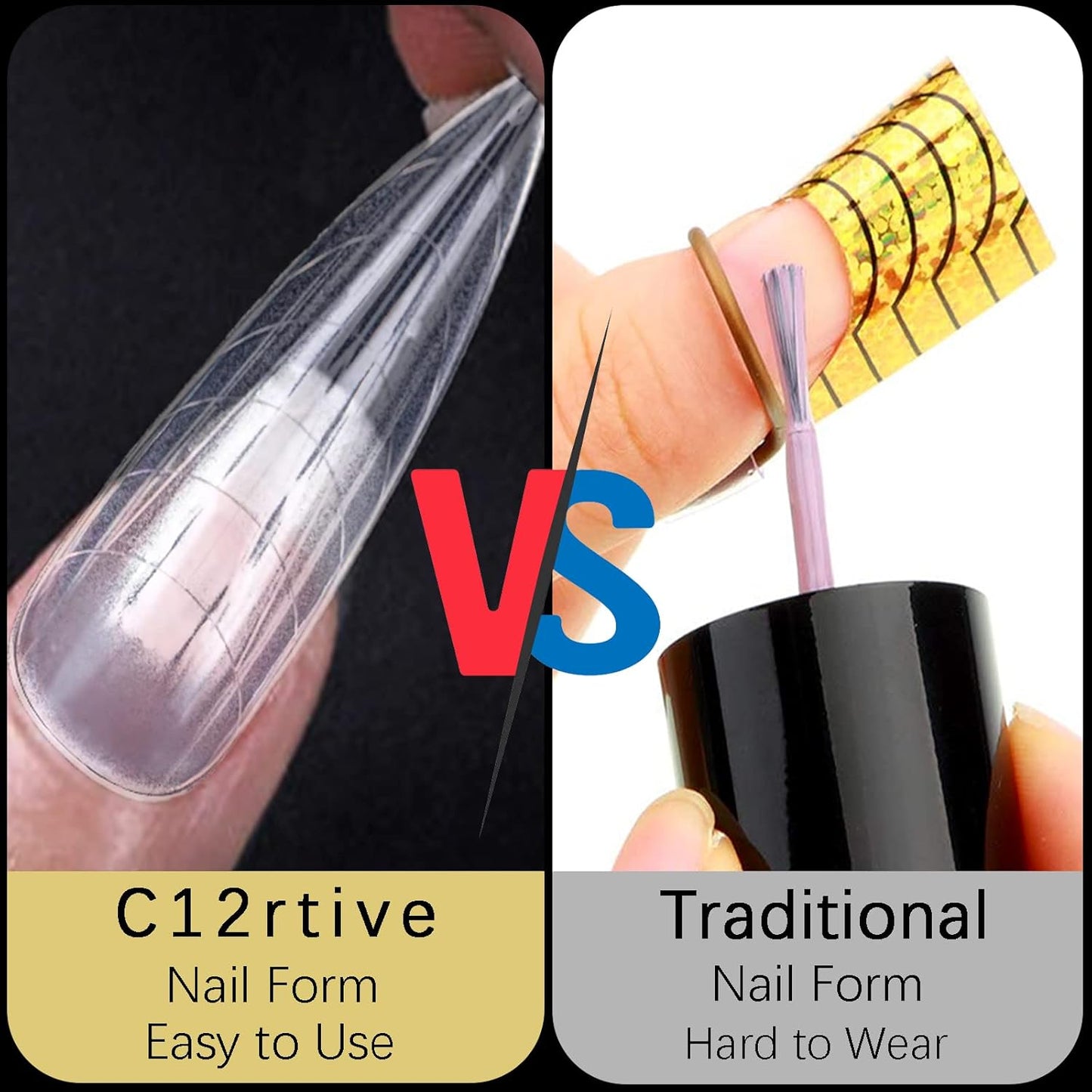 120Pcs Matte Dual Nail Forms,Long Almond Extension Poly Nail Gel Nail Forms Full Cover Nail Molds 12 Sizes for Solid Nail Gel Glue Nail Art Design Salon&DIY-BrightBean Baby