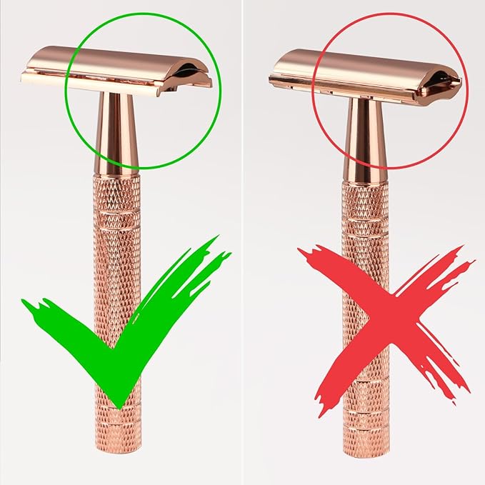 Matte Rose Gold Safety Razor, Single Blade Razors for Women, Reusable Metal Razor, with 10 Stainless Steel Double Edge Blades, Eco-friendly, Smooth & Close Shave, Plastic Free-BrightBean Baby