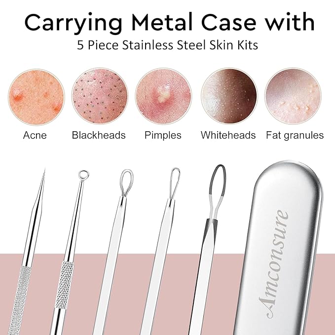 Amconsure Facial Steamer - Nano Ionic Face Steamer Warm Mist Steamer for Home Sauna SPA, Humidifier for Face Steamer for Deep Cleaning Unclogs Pores Sinuses - Bonus 5 Piece Stainless Steel Skin Kit-BrightBean Baby