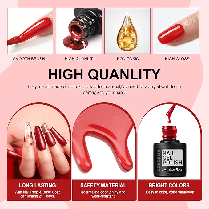 COSCELIA 57pcs Gel Nail Polish Kit with U V light Starter Kit 40 Colors Summer Gel Polish Set 5pcs Top and Base Coat Glossy Matte Glitter Beautiful Nail Stickers Gel Manicure Kit DIY Gifts for Women-BrightBean Baby