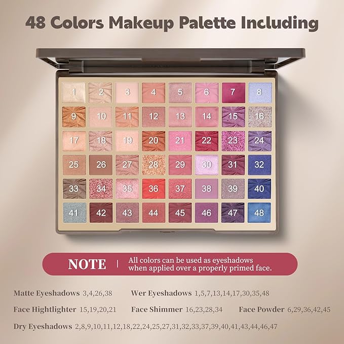 Color Nymph Artistry Palette, Multichrome Makeup Palettes For Face High Pigmented Eyeshadow with Matte Shimmer & Cream Eye Shadows Easy Makeup Blending Palette For Daily Stage Versatile Make Up Looks-BrightBean Baby