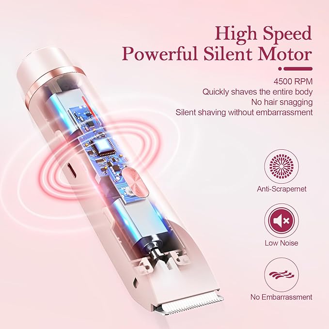 Dermave Bikini Shaver 2.0, 2025 New Glow Aura Bikini Trimmer for Women, 2 in 1 Dual Head Electric Razors for Women, IPX7 Waterproof Wet & Dry Electric Shaver, Rechargeable Portable Body Shaver (Pink)-BrightBean Baby