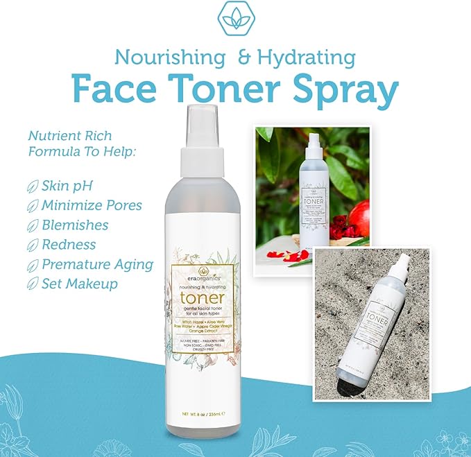 Era Organics Hydrating Toner for Face - Refreshing and Balancing Anti Aging Facial Mist with Rose Water, Apple Cider Vinegar, Witch Hazel-BrightBean Baby