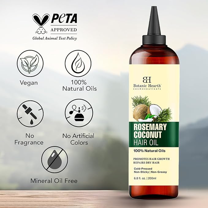 Botanic Hearth Rosemary, Coconut & Avocado Oil For Hair Growth (6.7 fl oz) Infused with Rosemary, Coconut, Biotin|Hair Oil Repairs Damaged Hair, Strengthening, Healthier Hair, Moisturizing- Hair Tonic-BrightBean Baby