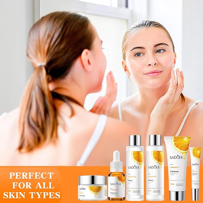 Vitamin C Daily Skin Care Set Daily Moisturizing & Nourishing Fresh Orange Essence Skin Care Set Vitamin Essence Six-piece Set-BrightBean Baby