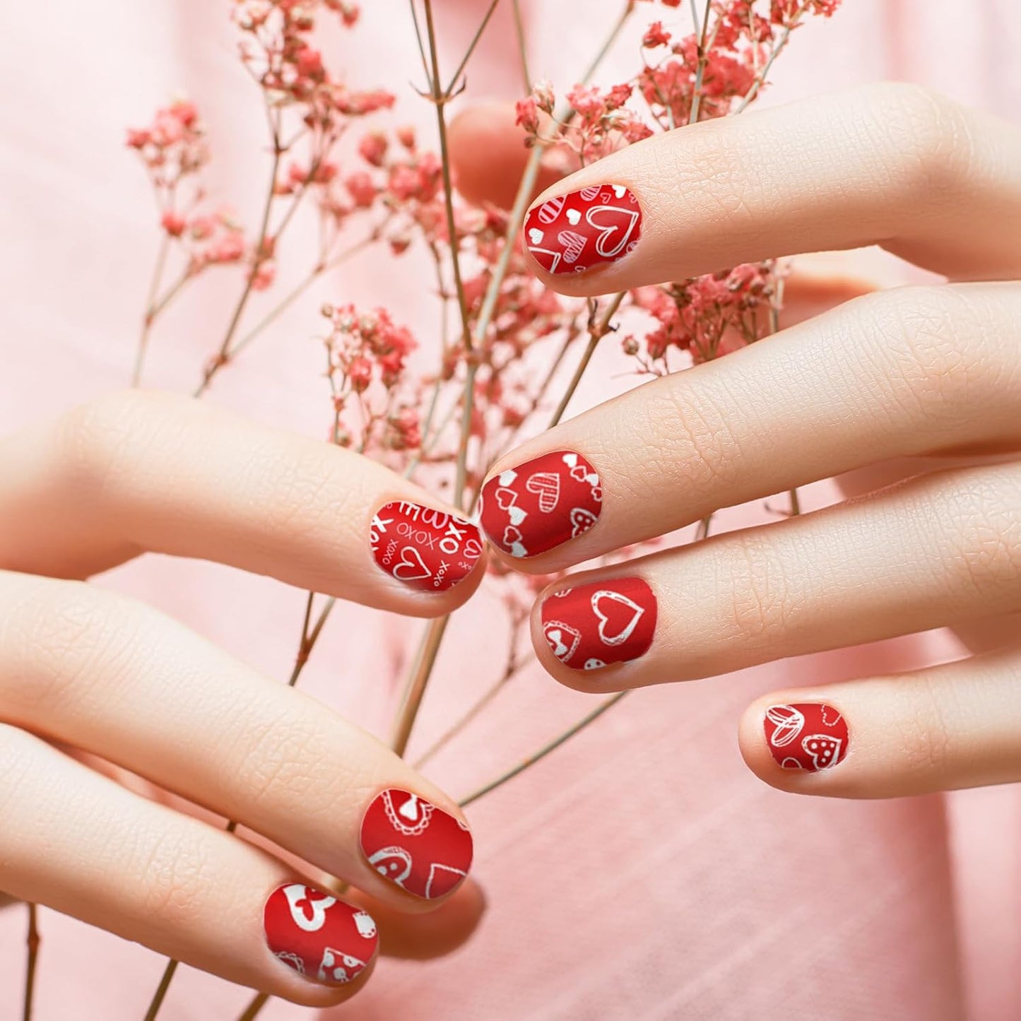 Whaline 10Pcs Valentine's Day Nail Art Stamping Plate Kit Romantic Love Heart Rose Design Nair Art Plate for Wedding Anniversary DIY Print Manicure Salon-BrightBean Baby