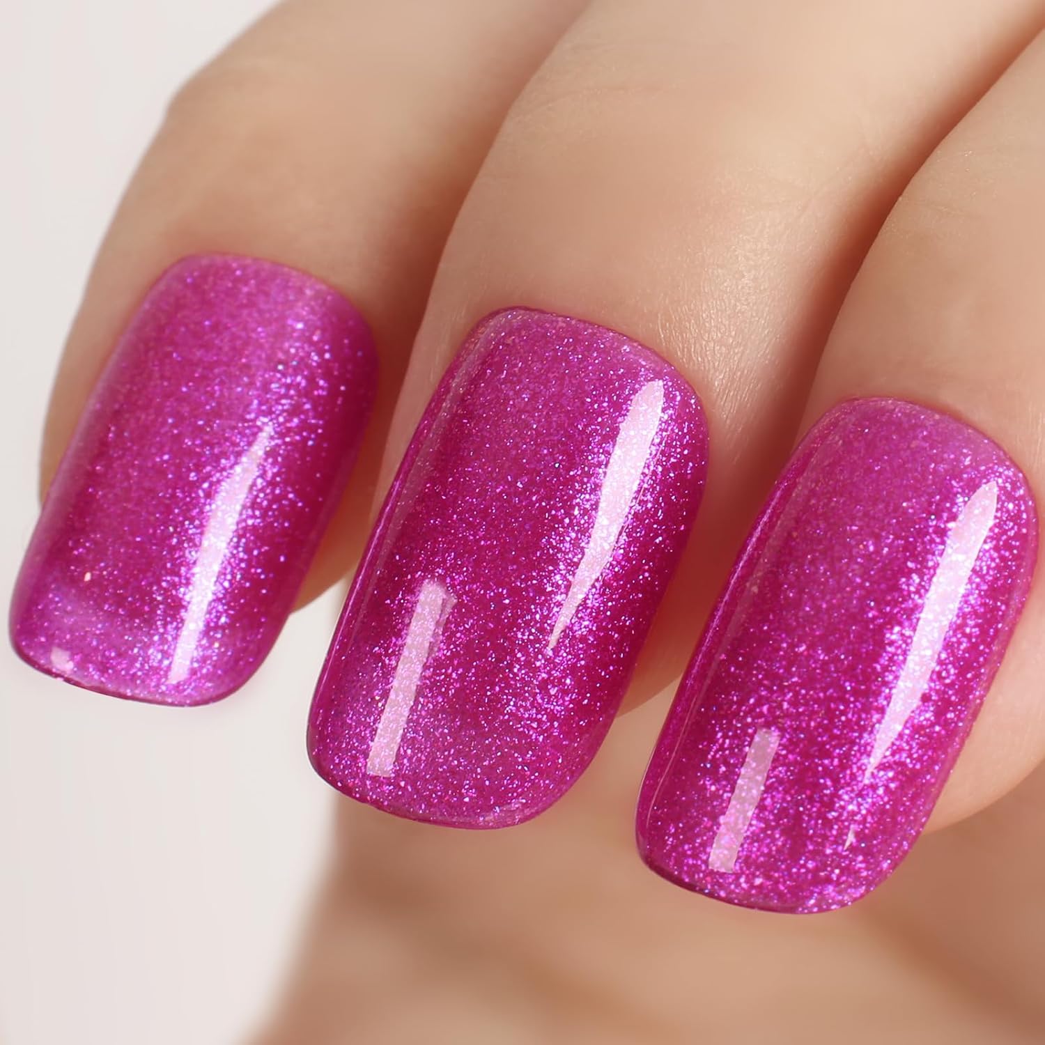 Glitter Gel Nail Polish,Sparkly Shimmer Fuchsia Gel Polish, 15ml UV/LED Soak Off Purple Gel Polish for Manicure Salon or DIY Nail Art at Home,Women Girls Gift - GP0092-BrightBean Baby