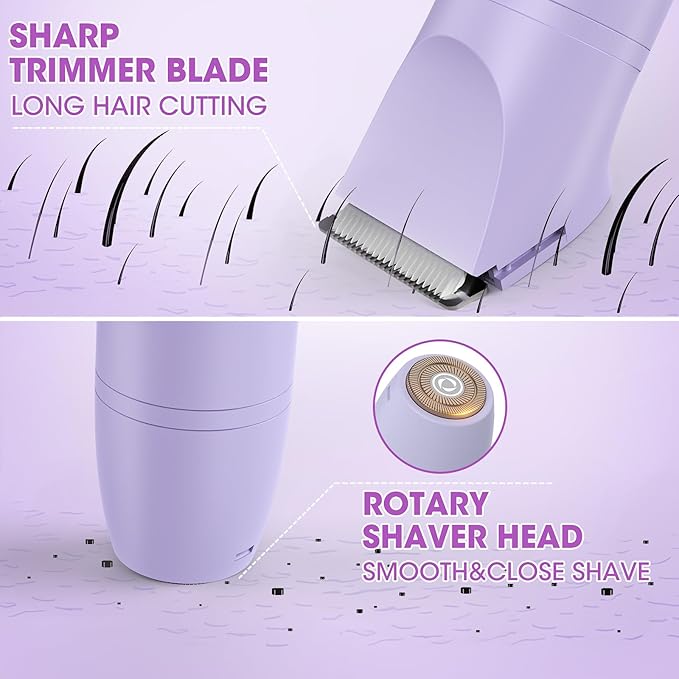 Bikini Trimmer Electric Razors for Women,3 in 1 Body Hair Removal Kit for Face,Pubic,Arm, Leg, Armpit, Bikini Trimmer,Painless IPX6 Waterproof Rechargeable Portable Lady Shavers Wet & Dry Gifts-BrightBean Baby