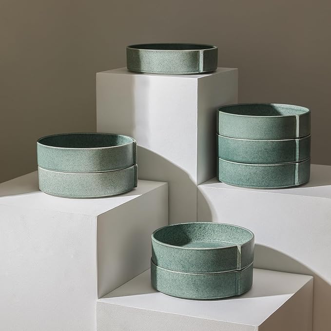 Stone Lain Bao 4-Piece Pasta Bowl Set Stoneware, Green