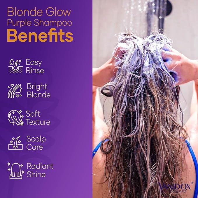 Sulfate Free Brass Toning Purple Shampoo for Blondes, Brown Highlighted, or Bleached Hair, Infused with Purple Rice Extract, Hyaluronic Acid, Vitamin E, and Chamomile Extract (16 fl oz)-BrightBean Baby
