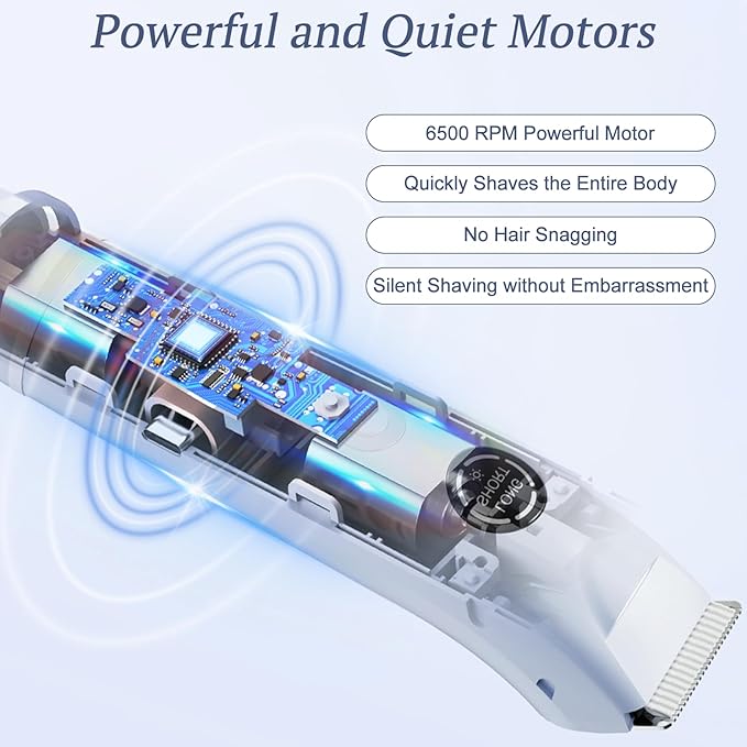 Bikini Trimmer for Women, 4 in 1 Wet/Dry Electric Razors for Women - Dual Head, Painless Rechargeable Portable Womens Razors for Shaving Set for Face, Nose, Eyebrows, Armpits, Bikini Area (Blue)-BrightBean Baby