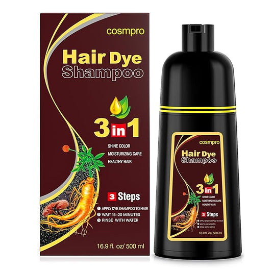 Dark Brown Hair Dye Shampoo 3 in 1 for Gray Coverage for Women Instant Natural Hair Color Shampoo Semi Permanent 500ML - Champu Para Canas Mujer-BrightBean Baby