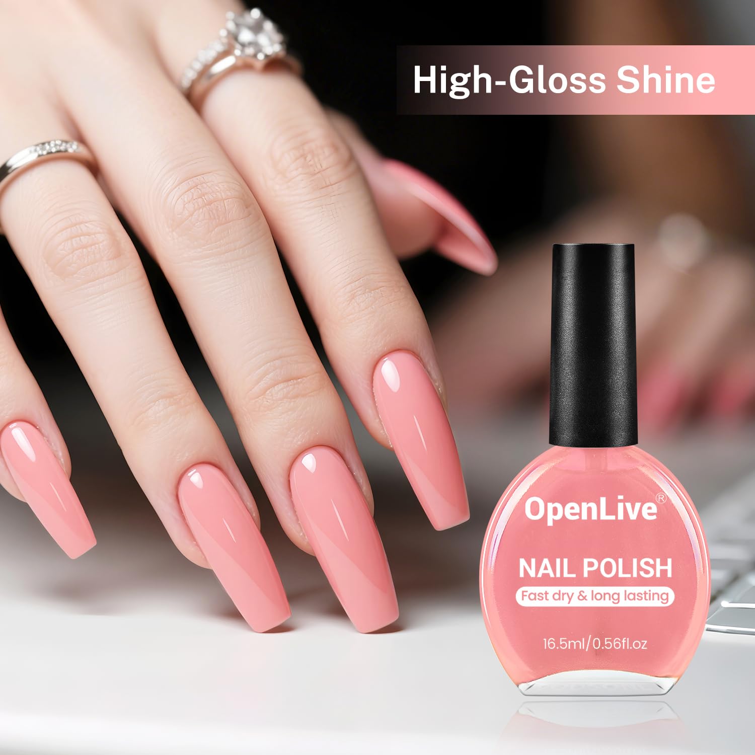 16.5ml Soft Pink Nail Polish Large Volume Quick Dry Nail Polish, Long Lasting Shine, Fingernail Toenail Nail Art DIY Home Travel Nail Art Gift-BrightBean Baby