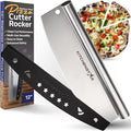KitchenStar 12-Inch Pizza Cutter Rocker Blade - Sharp Stainless Steel Slicer Knife, Protective Cover, Dishwasher Safe, Small - Professional Pizza Oven Accessories