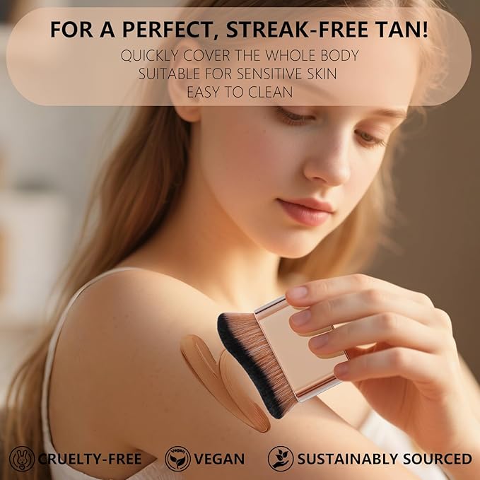 docolor Self Tanner Brush Body Makeup Brush for Flawless Face and Body Makeup, Sunless Tanner Blending Brush Body Brush for Self Tanner, Bronzer, Foundation, Vegan & Cruelty Free-BrightBean Baby