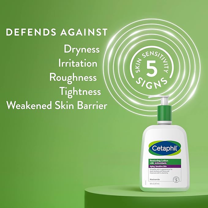 Cetaphil Restoring Body Lotion with Antioxidants for Aging Skin, Great for Neck and Chest Areas, Fragrance and Paraben Free, Suitable for Sensitive Skin 16 oz. Bottle-BrightBean Baby