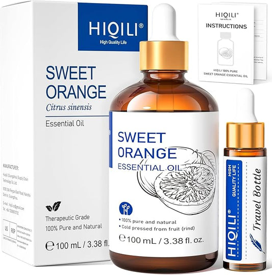 HIQILI 100ML Orange Essential Oil for Air Freshener, DIY Soap, Skin Care, Can be Added to Diffusers, Dryer Balls, Lotions for Use - 3.38 Fl Oz-BrightBean Baby