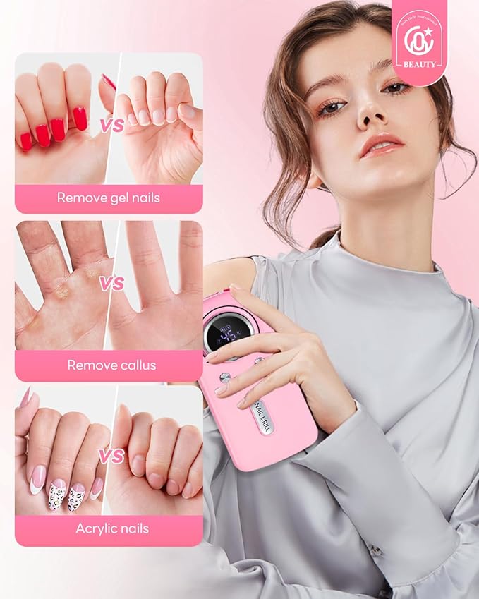 CozyZen Cordless Nail Drill Professional: 45000 RPM Rechargeable Electric Nail File Kit, Portable & Low Noise for Acrylic, Gel Nails, Manicure & Pedicure - Salon & Home Use-BrightBean Baby