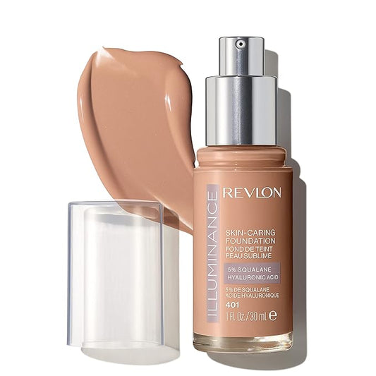 Revlon Illuminance Skin-Caring Liquid Foundation, Hyaluronic Acid, Hydrating and Nourishing Formula with Medium Coverage, 401 Light Coffee (Pack of 1)-BrightBean Baby