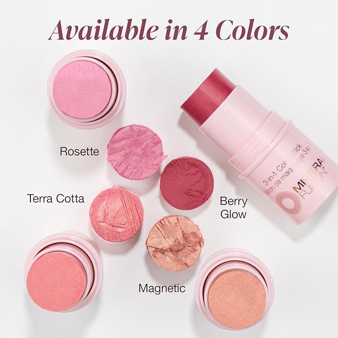 Mineral Fusion 3-in-1 Color Stick, Instant Color Pop and Blush for Cheeks, Creamy Lightweight Formula, Multi-Use Eye, Face, and Lip Makeup, Terra Cotta-BrightBean Baby