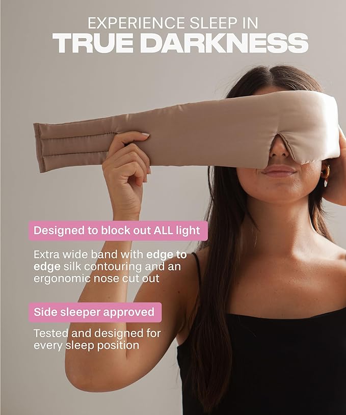 Colorado Home Co Cozy Silk Eye Mask - Blackout, Adjustable for Side Sleepers & Travel, Cloud Eye Covers, Mauve-BrightBean Baby