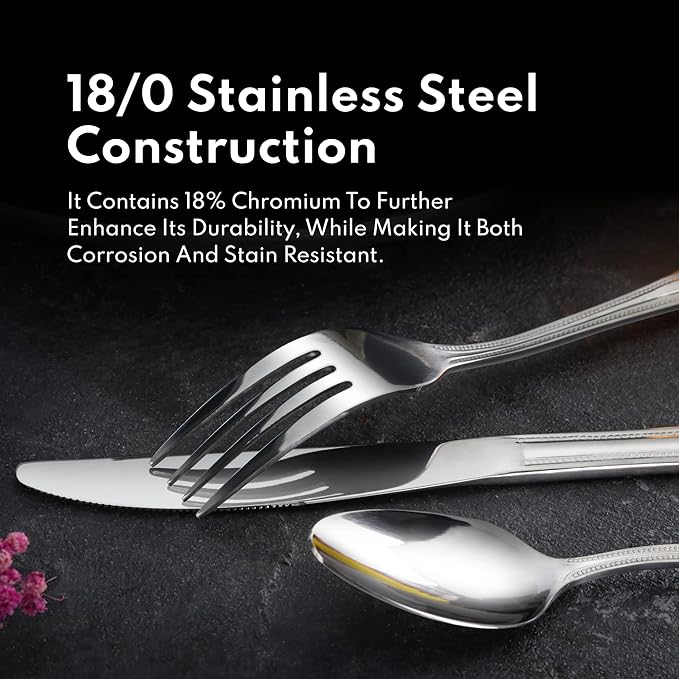 New Star Foodservice 58581 Steel Bead Pattern Serving Spoon, 7.8-Inch Set of 12
