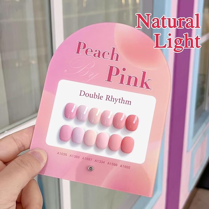 Double Rhythm 6 Pcs 15 ML Gel Polish Set Same Color Same Bottle Soak Off Gel Polish Kit Nail Art Manicure Salon DIY at Home for Women (Light Pale Peach Pink Orange Rose-T6-19)-BrightBean Baby