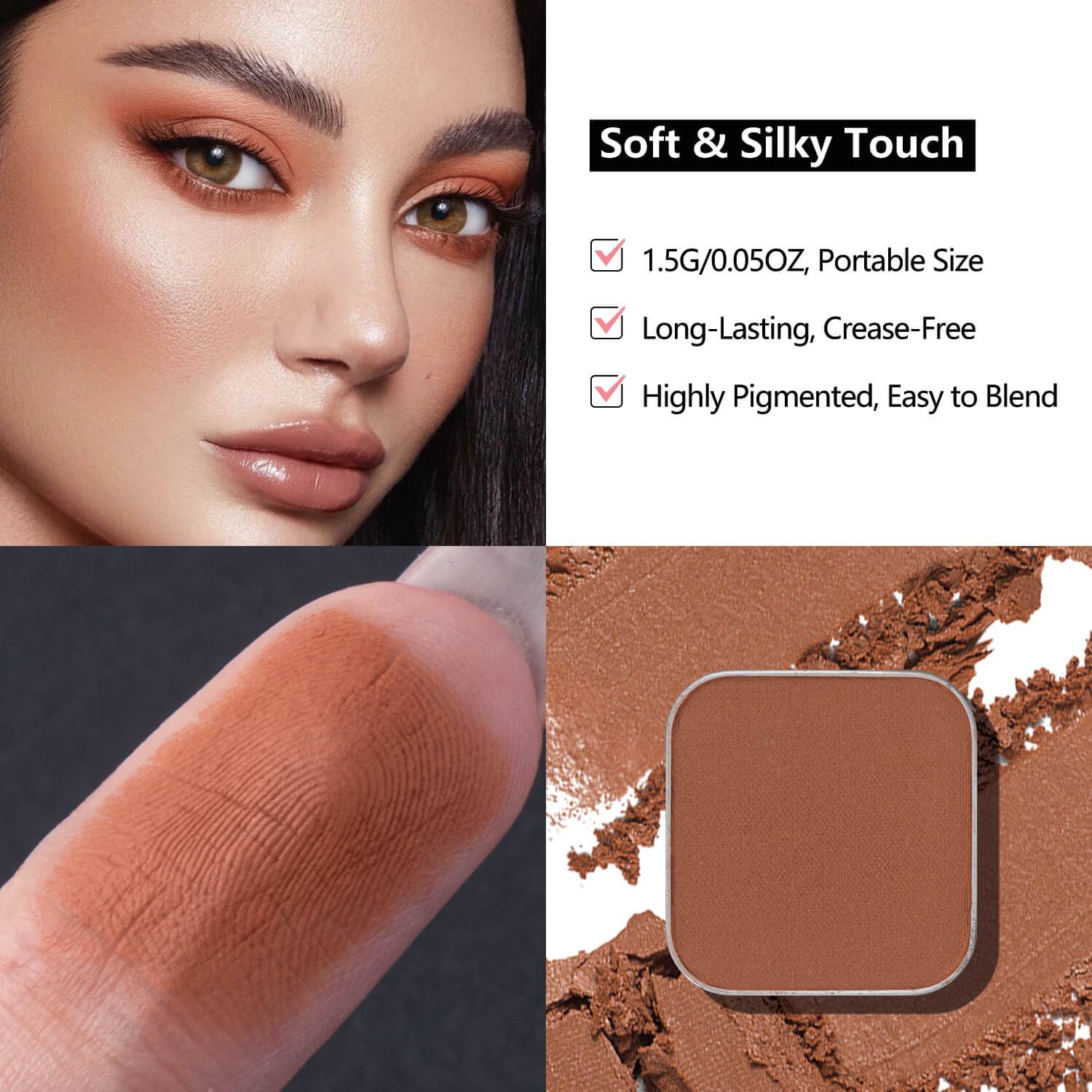 3-Color Eyeshadow Combo Pack – Matte & Shimmer Neutral Shades,Powder, Highly Pigmented, Long-Lasting, Refills Pans for Custom Magnetic Palette-BrightBean Baby