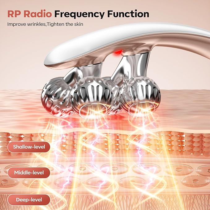 2025 New Microcurrent Facial Slimming Massager Red-Light-Therapy-for-Face and Neck,Vibrating Facial Massager with Thermals for Wrinkles, Double Chin,Firming and Lifting-BrightBean Baby