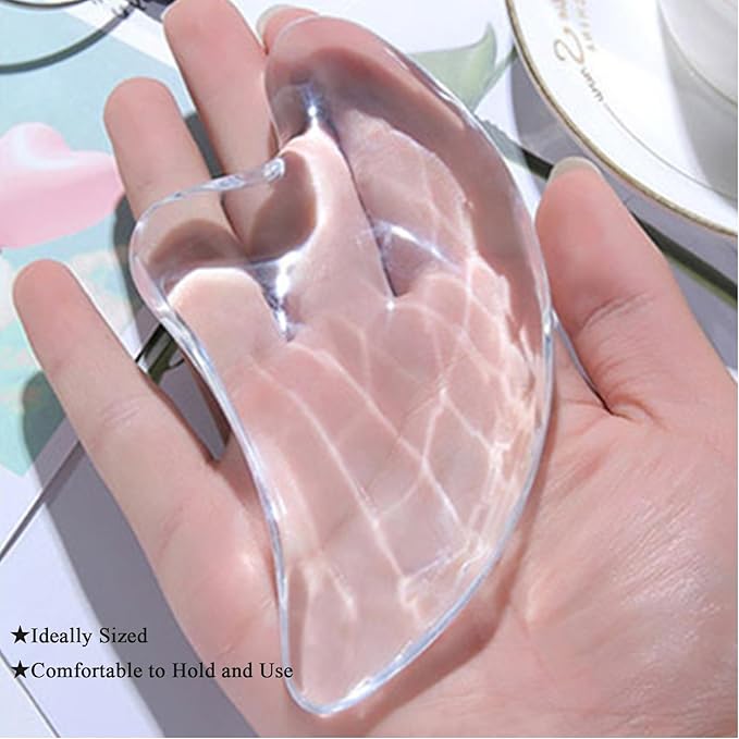 Transparent Gua Sha Facial Tools Natural Resin Face Massage Tool, Body Gua Sha Lymphatic Drainage Massager Fascia Blaster for Cellulite Remove Skin Care, Relieve Muscle Tension and Jawline Sculpting-BrightBean Baby