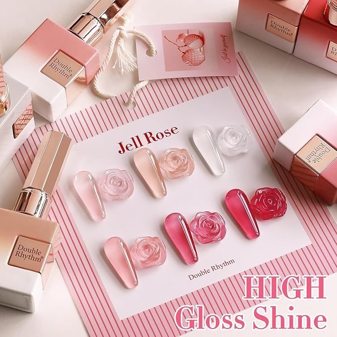 Double Rhythm 6 Pcs 15 ML Gel Polish Set Same Color Same Bottle Soak Off Gel Polish Kit Nail Art Manicure Salon DIY at Home for Women (Milky White Jelly Pink Nude Peach-T6-24)-BrightBean Baby