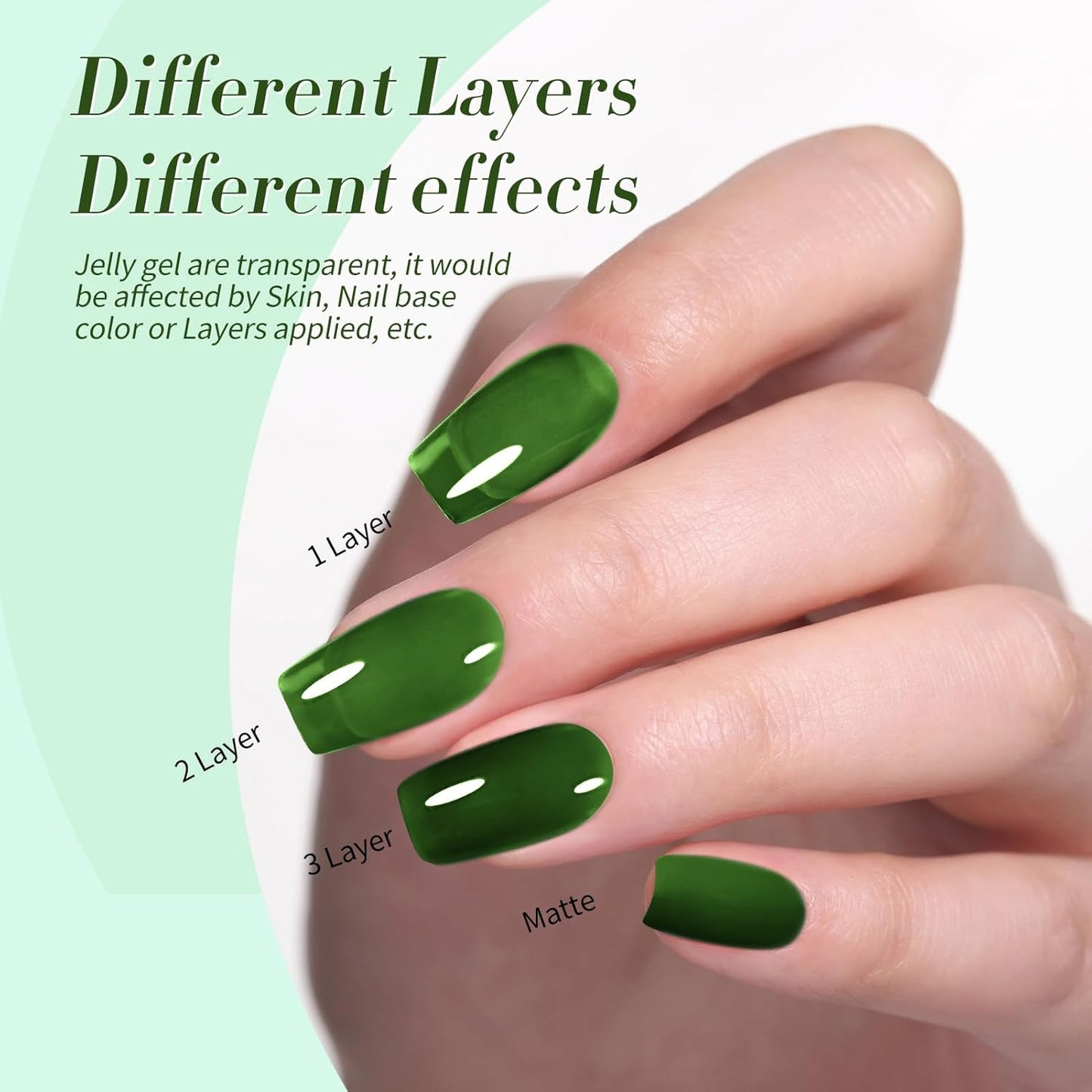 Born Pretty Jelly Green Milky White Gel Nail Polish Christmas Transparent Sheer Colors Gel Nail Kit for Salon Gel Manicure and Nail Art DIY at Home 6 Colors-BrightBean Baby