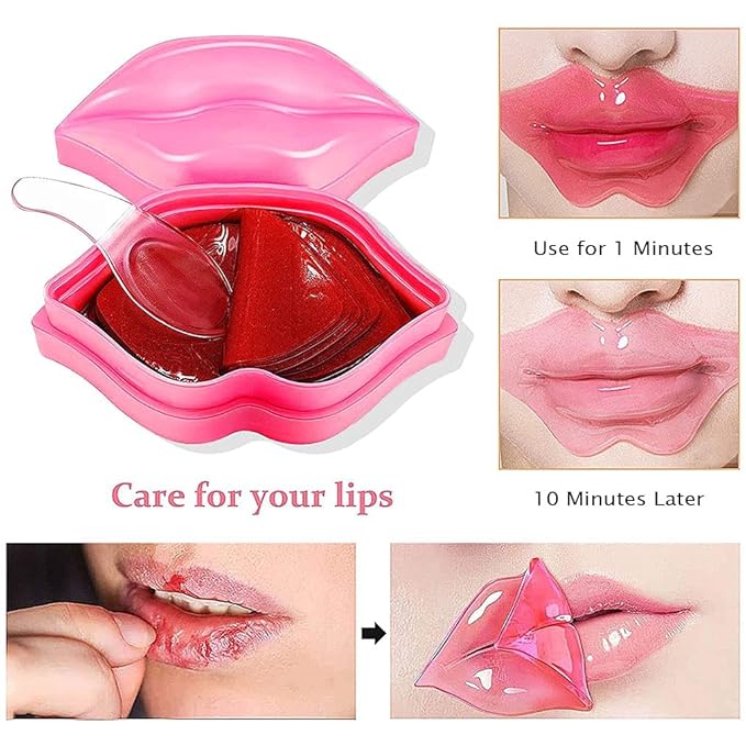 20Pcs Moisturizing/Plumping Lip Mask, Restores Moisture Mask for Dry Lips and Lines Overnight Care, Gel Treatment Masks (Pink)-BrightBean Baby