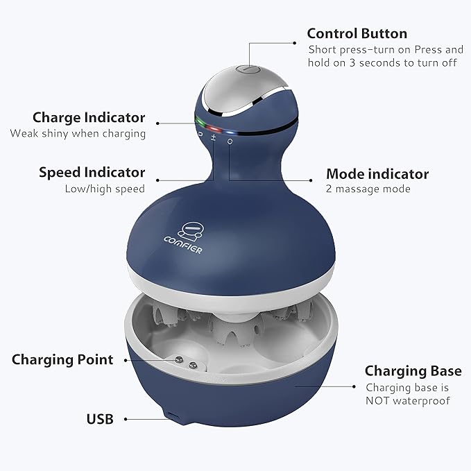 COMFIER Cordless Electric Scalp Massager with Mutlti-Modes Vibration, Handheld Cat Head Massager for Pets, Portable Dog Head Massage for Deep Clean and Stress Relax-BrightBean Baby