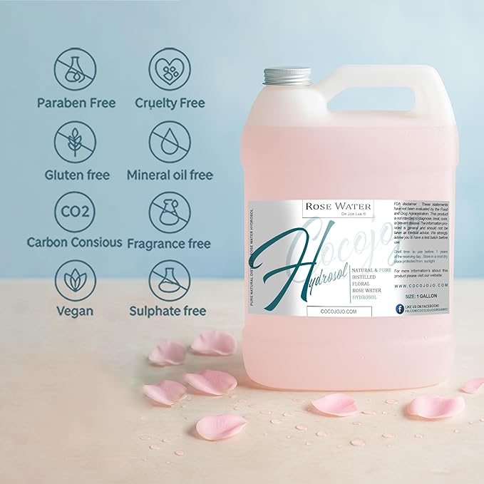 Rose Hydrosol Spray Cleansing Non GMO Facial Toner for Face Body Locs Rose Water Hydrating Face Mist, for Hydration Pure & Natural Hydrosol for All Skin Types - COCOJOJO - Bulk 128 OZ - 1 Gallon-BrightBean Baby