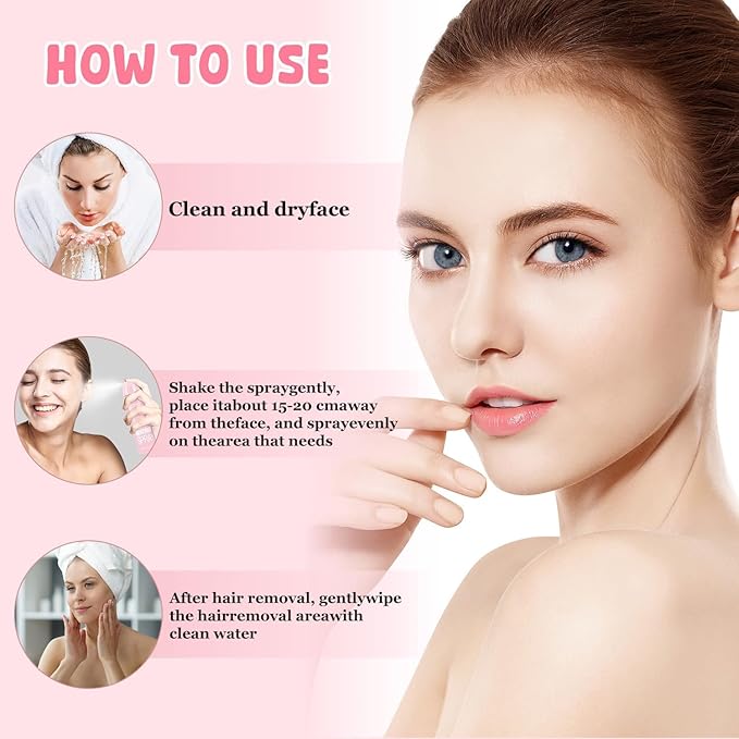 Hair Identifier Spray for Face Shaving, Moisturizing and Skin Care Dermaplaner Spray,Skin Body Hair Identifier Comfortable Face Shaving Powder (Pink 2Pack)
