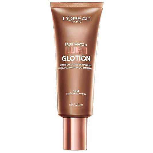L'Oreal Paris Makeup True Match Lumi Glotion, Natural Glow Enhancer, Illuminator Highlighter, Bronzing Drops For a Sun-Kissed Glow, 904 Deep-BrightBean Baby