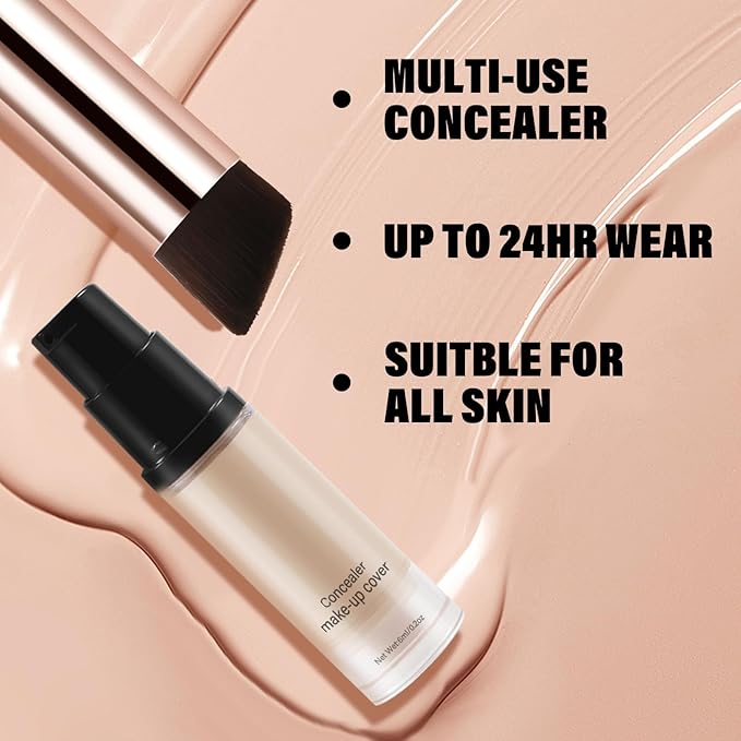 2pcs Liquid Concealer Set with Brush,Full Cover,Concealer Wand with Matte Finish,Corrects，Covers，Long Wear Up to 24hr-BrightBean Baby