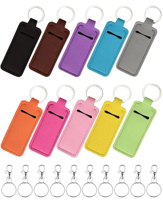 Chapstick Holder Lip Balm Sleeve Pouch Chapstick Holder With Clip Lipstick Lip Gloss Holder Stocking Stuffers Gift for Women (ten pcs)-BrightBean Baby