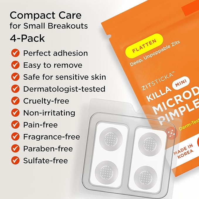 ZitSticka Killa Mini Acne Patches for Face - World's Most Potent Pimple Patch with Fast-Acting Microdarts - Starts Working within 2 Hours for Deep, Early-Stage Zits - 8 Count-BrightBean Baby