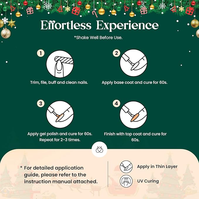 Beetles Glitter Gel Nail Polish, 6 Colors Red Green Gel Nail Polish Set Soak Off Uv LED Nail Lamp Reflective Glitter Nail Art DIY Home Nails Manicure Gifts for Women Her Girls-BrightBean Baby