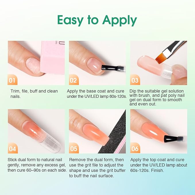 ROSALIND 8PCS Poly Nail Gel Kit with Mini Nail Lamp Clear Nude Poly Nails Gel Kit Starter Kit Nude Pink Nail Extensions Gel Set-BrightBean Baby