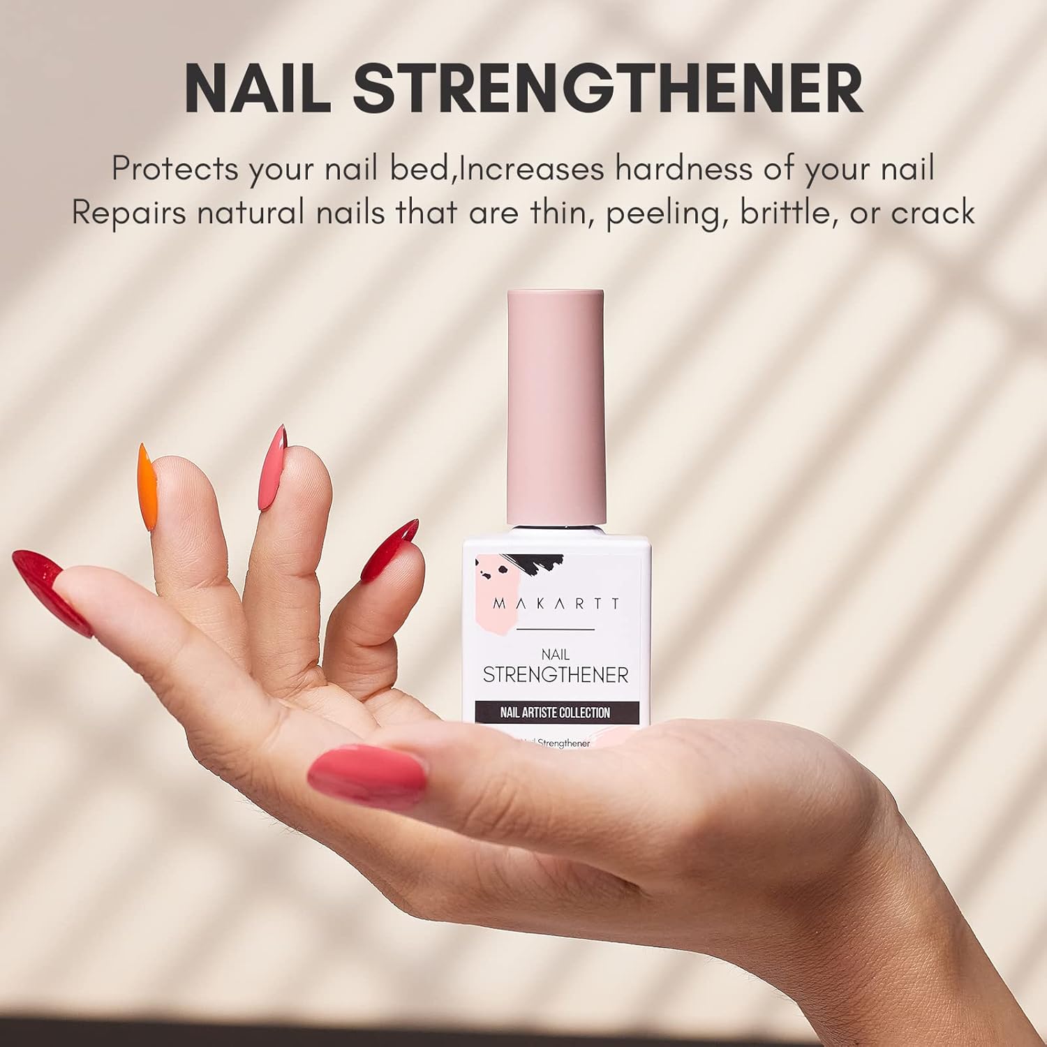 Makartt Gel Nail Strengthener Reinforce Polish, Nail Strengthening Repair Polish Nail Hardener for Treating Weak Damaged Peeling Nails Clear Soak Off Gel Lacquer Long Lasting Professional DIY Nail Art-BrightBean Baby