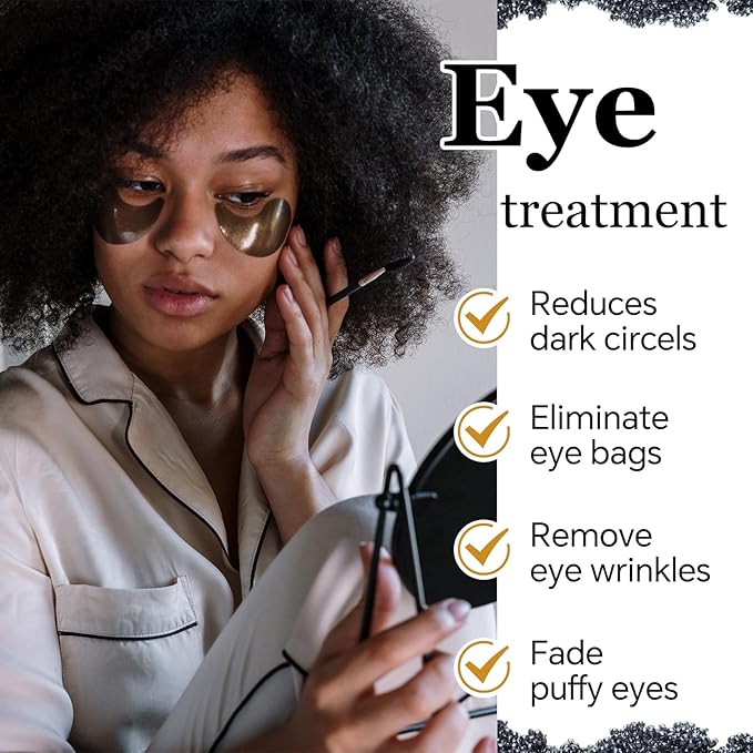 Under Eye Mask Moisturizing Eye Mask Patches,60PCS Eye Treatment Mask Cooling Under Eye Pads for Brightening Repairing and Refreshing Your Skin Under Eye Mask, Beauty Skin Care Gift (black)-BrightBean Baby