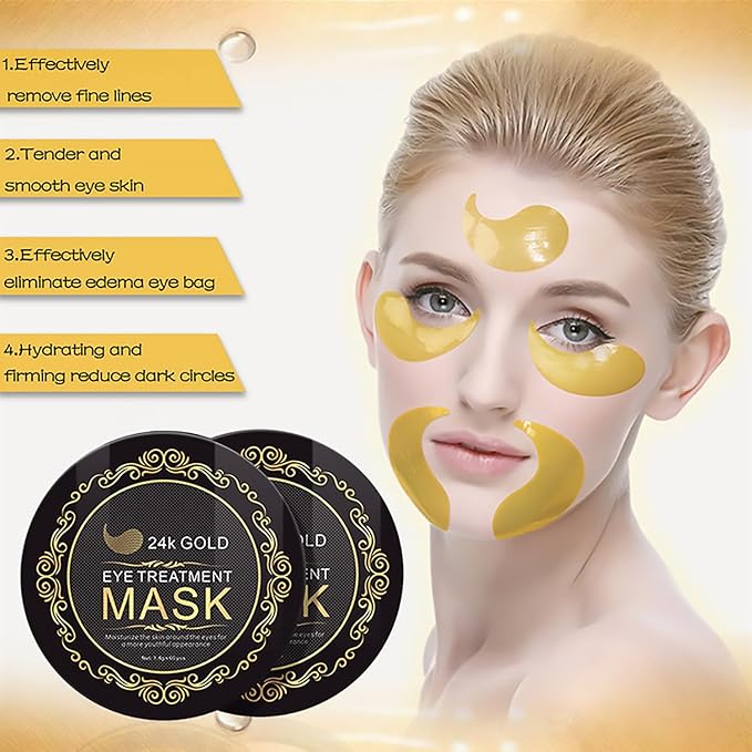 66PCS Under Eye Patches for Puffy Eyes 24K Gold Natural Hydrogel Collagen Eye Mask Reusable Silicone Gel Eye Anti Aging Pads for Reduce Fine Lines Wrinkles Eye Bags Transparent Gel Pack-BrightBean Baby
