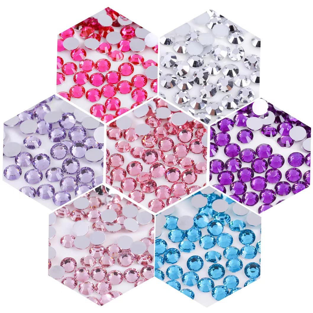 1000 Pieces SS20 5mm Flatback Rhinestones Clear Glass Round Gems Crystals for Nail Art DIY Crafts Clothes Shoes Bags （Light Red）-BrightBean Baby