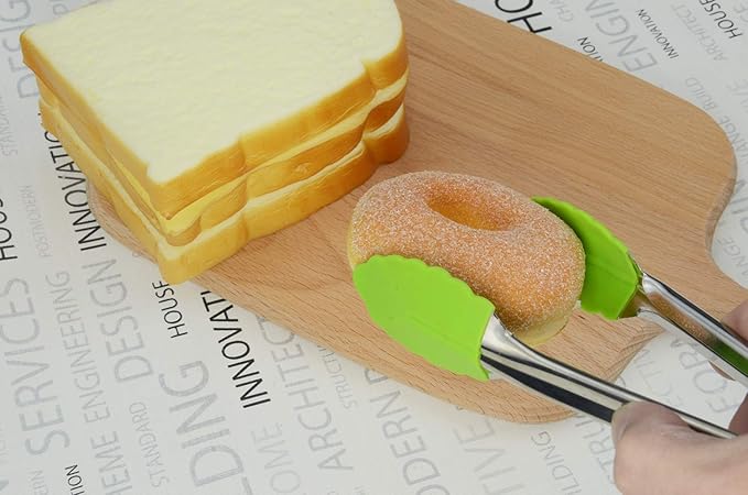 Mini Tongs with Silicone Tips 7 Inches Silicone Cooking Tongs, Set of 3 (Green)