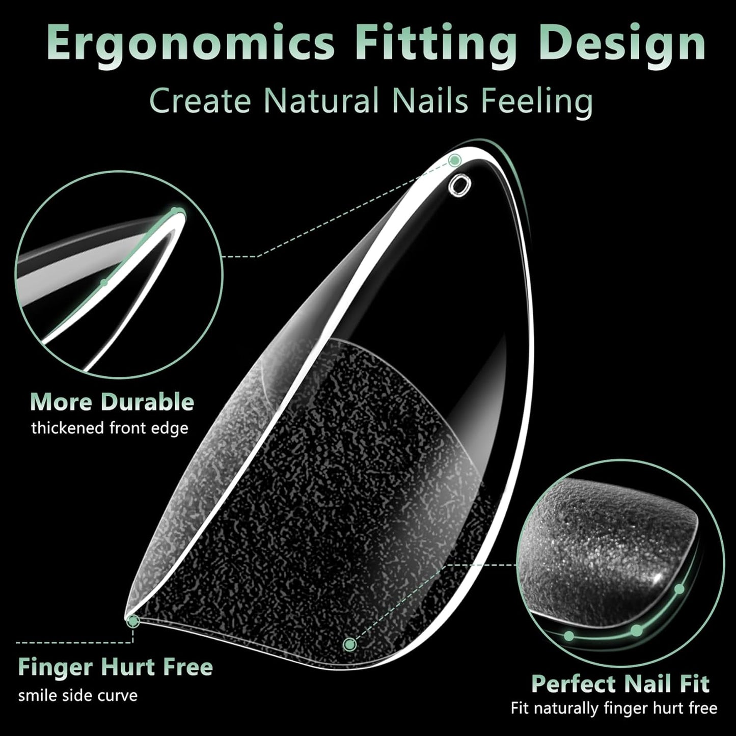 Extra Short Almond Nail Tips, 216pcs Acrylic Soft Fake Nails Gel Nail Tips, Full Cover Pre-Shaped Matte Clear Press on Nails for Extension, Diy at Home Manicure 12 Sizes-BrightBean Baby